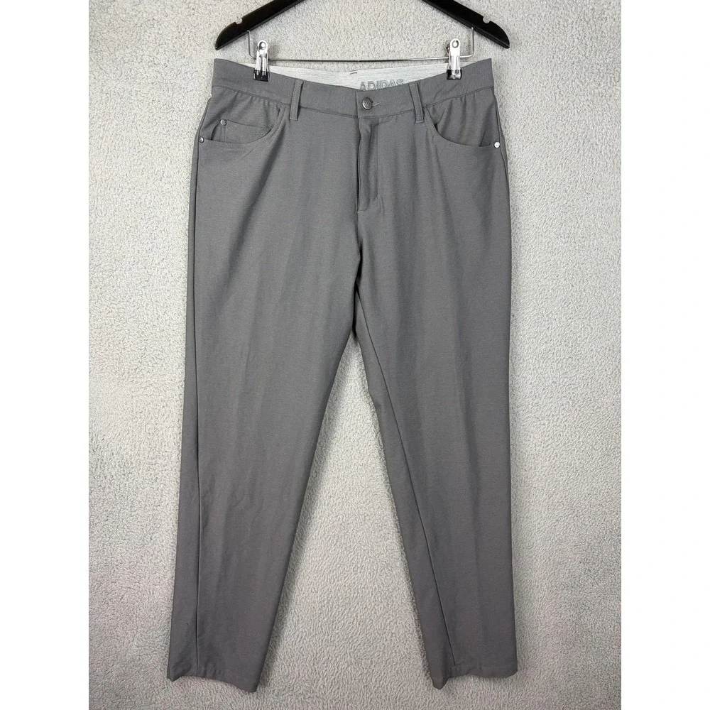 Adidas Golf Pants Mens 33x32 Gray Performance Stretch Slim Tapered Rugby Mens